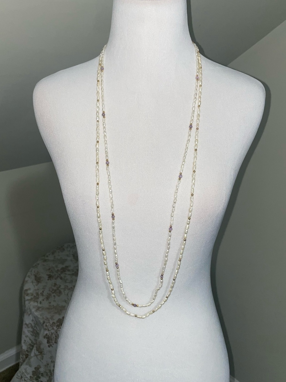 Vintage set of 2 Pearl Necklace with Accents